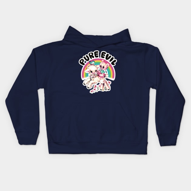 Pure Evil Lamb and Teddy Kids Hoodie by Hard Cringe